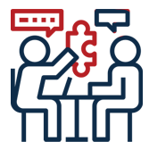 icon of people sitting and solving a puzzle