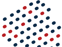 icon of silica particles in a grid of blue and red circles