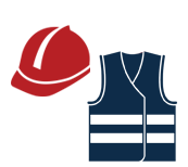icon of red hard hat and blue safety vest